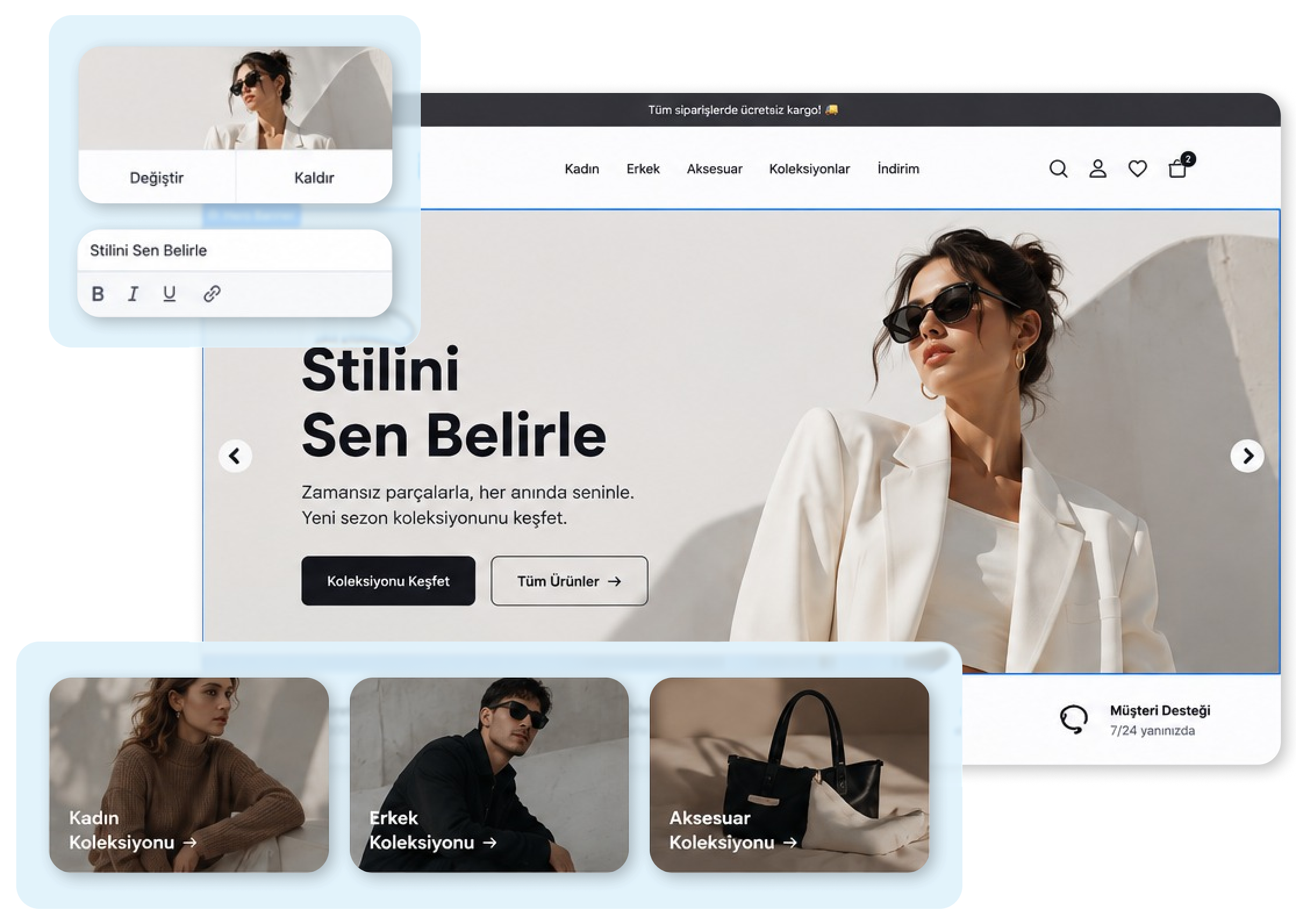Vitrin ve tema düzenleyici